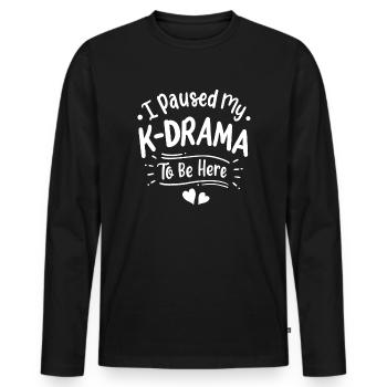 K-Drama Korean Drama - Men's Premium Organic Long Sleeve Shirt - black - Front - Nico (187cm)