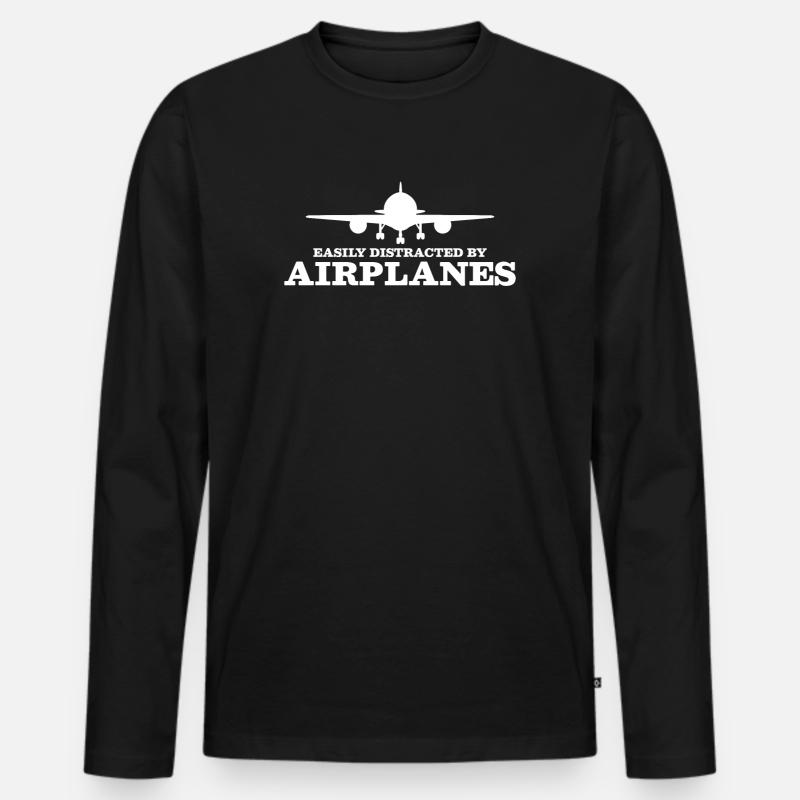 Flugzeuge Luftfahrt - Männer Premium Bio Langarmshirt - Schwarz
