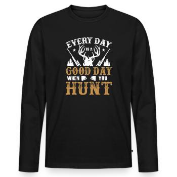 hunter - Men's Premium Organic Long Sleeve Shirt - black - Front - Nico (187cm)