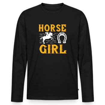 Horse Girl Pferde Mädchen Geschenk - Männer Premium Bio Langarmshirt - Schwarz - Vorne - Nico (187cm)