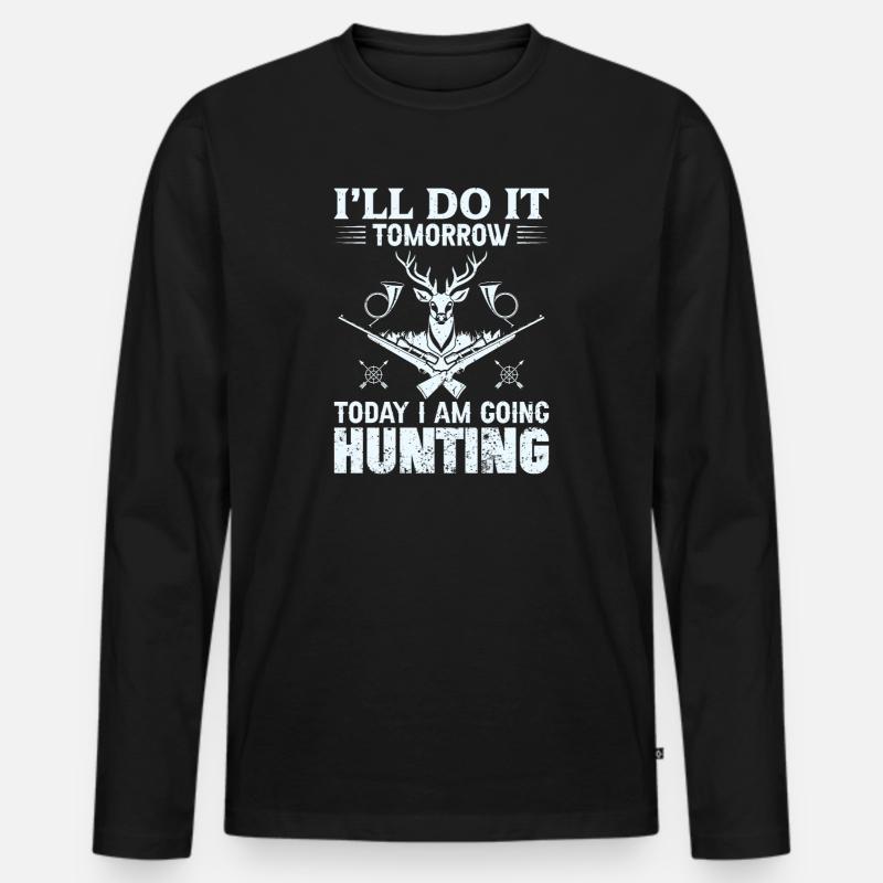Jäger - Männer Premium Bio Langarmshirt - Schwarz