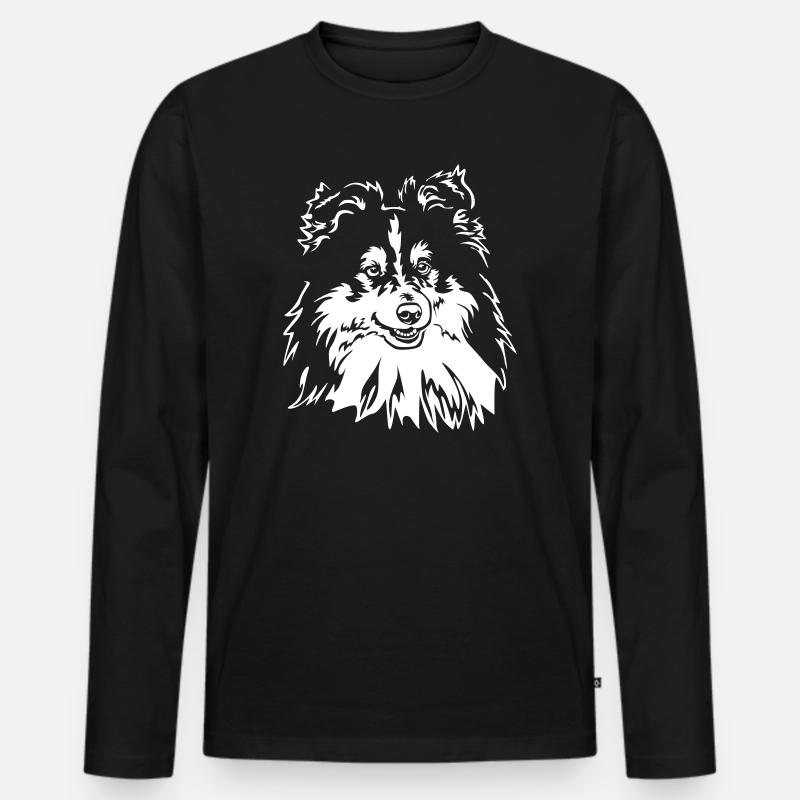 Sheltie Kopf "Black Edtion" - Männer Premium Bio Langarmshirt - Schwarz