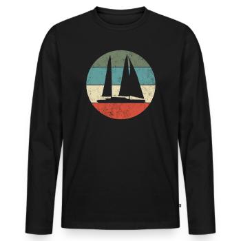 Sailboat - Men's Premium Organic Long Sleeve Shirt - black - Front - Nico (187cm)