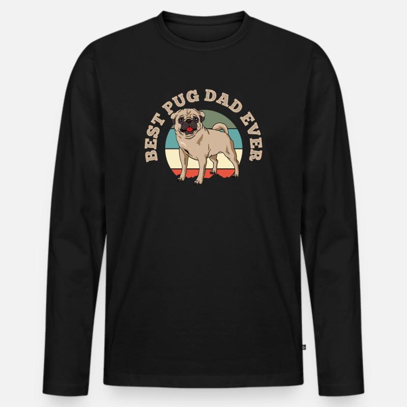 Mops - Männer Premium Bio Langarmshirt - Schwarz