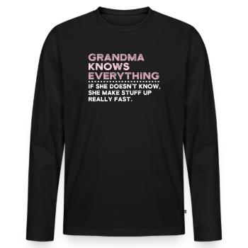 Grandma Knows Everything - Männer Premium Bio Langarmshirt - Schwarz - Vorne - Nico (187cm)