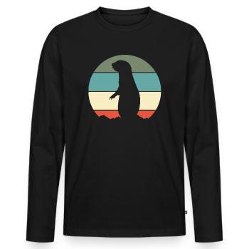 Prairies retro - T-shirt manches longues Premium bio Homme - noir - Devant - Nico (187cm)
