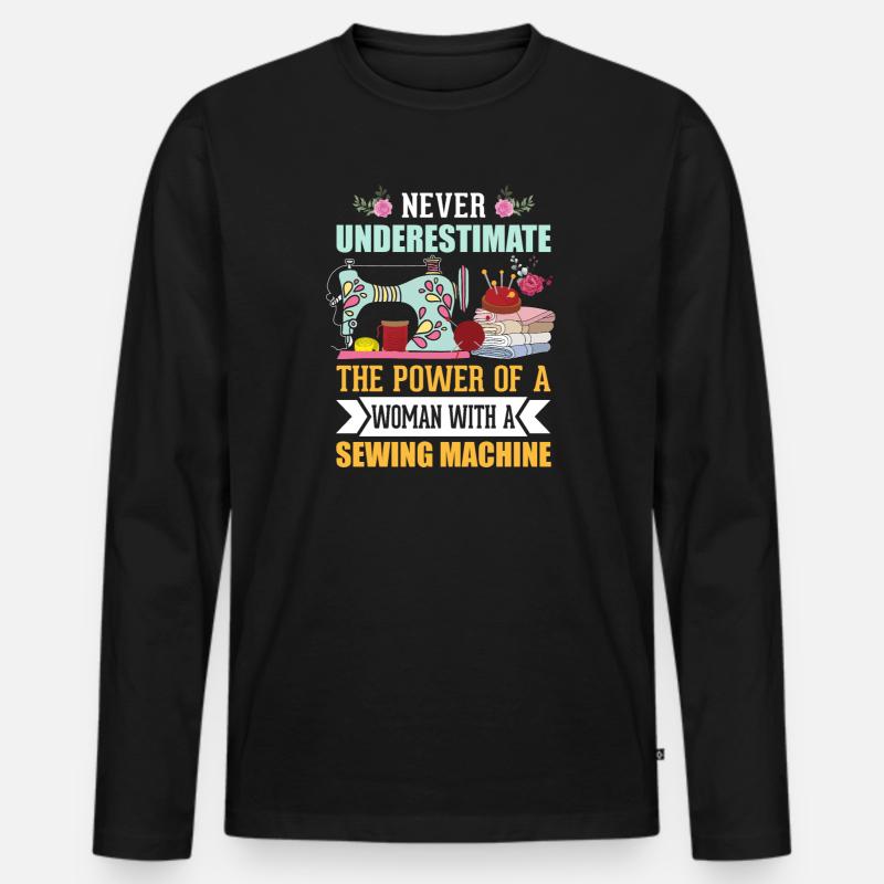 Nähen - Männer Premium Bio Langarmshirt - Schwarz