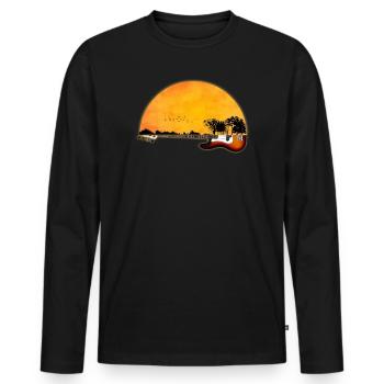 Gitarre Natur - Männer Premium Bio Langarmshirt - Schwarz - Vorne - Nico (187cm)
