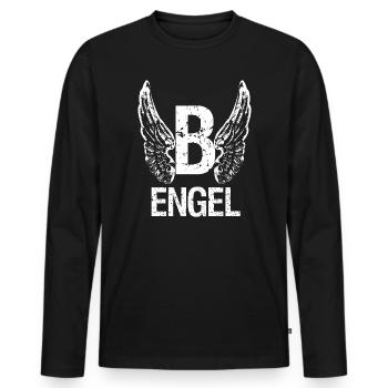 (B) ENGEL - Männer Premium Bio Langarmshirt - Schwarz - Vorne - Nico (187cm)