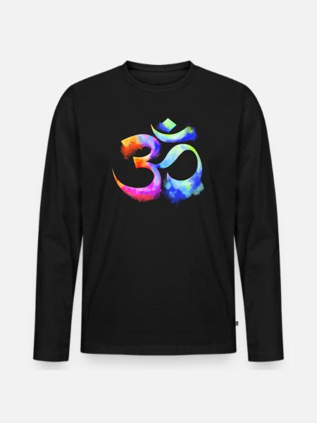 Om arcenciel Aquarell - Männer Premium Bio Langarmshirt - Schwarz