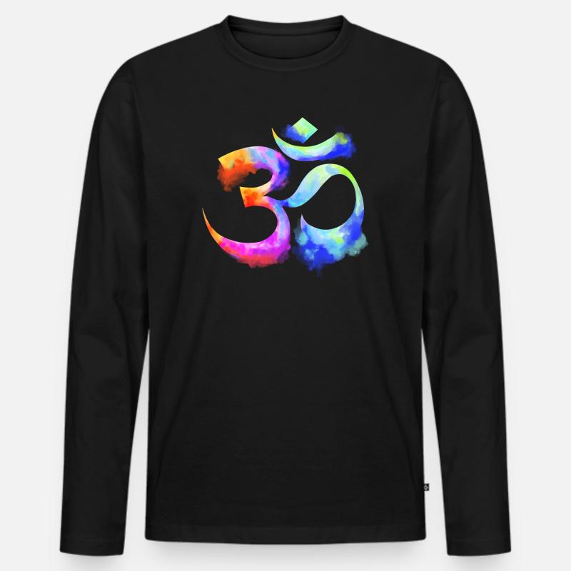 Om arcenciel Aquarell - Männer Premium Bio Langarmshirt - Schwarz
