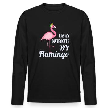 Flamingo - T-shirt manches longues Premium bio Homme - noir - Devant - Nico (187cm)