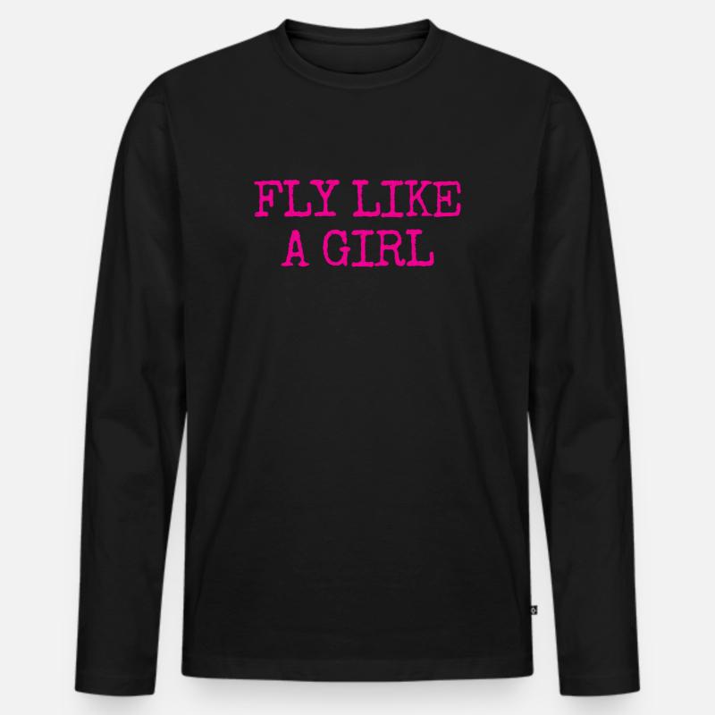 Pilotin Luftfahrt Fliegen - Männer Premium Bio Langarmshirt - Schwarz