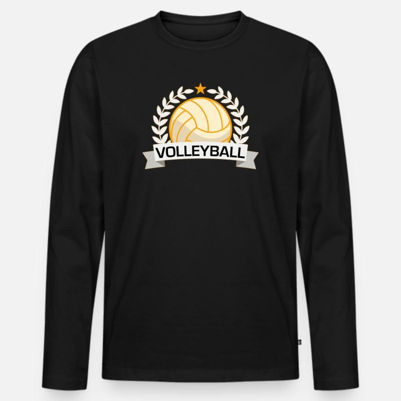 Volleyball Sieg-Abzeichen - Männer Premium Bio Langarmshirt - Schwarz