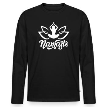 Namaste - Men's Premium Organic Long Sleeve Shirt - black - Front - Nico (187cm)