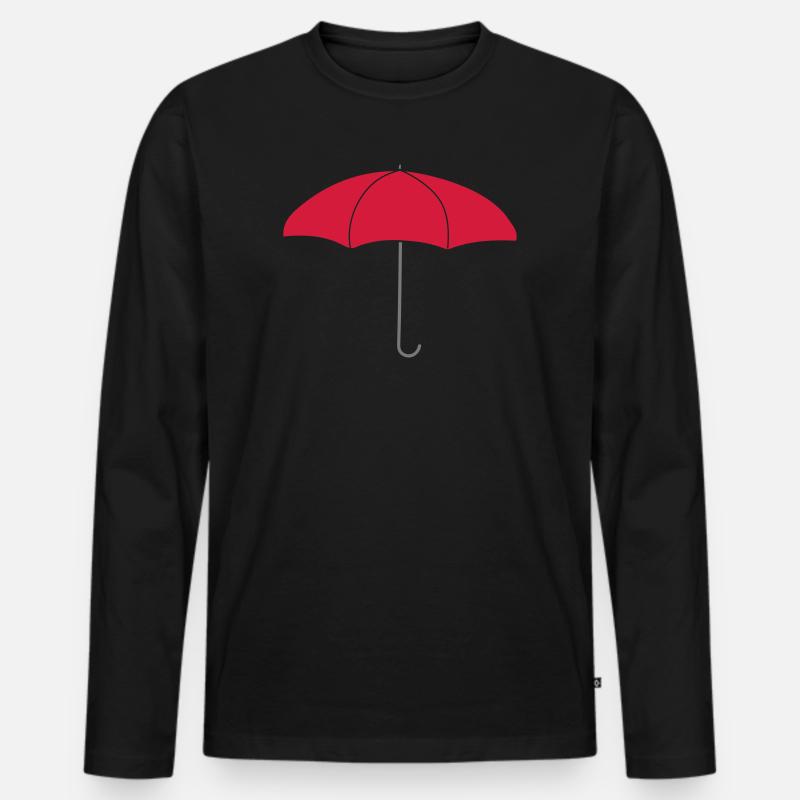 Logo Roter Regenschirm - Männer Premium Bio Langarmshirt - Schwarz