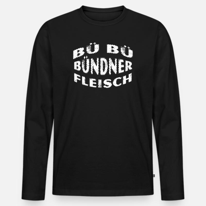 Bündnerfleisch - Kultspruch Schweiz - Männer Premium Bio Langarmshirt - Schwarz