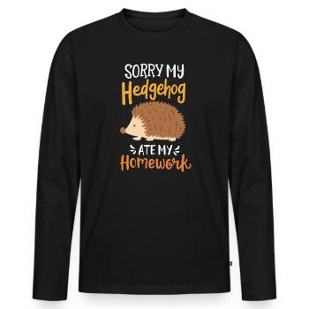 Igel Schüler Schule - Männer Premium Bio Langarmshirt - Schwarz - Vorne - Nico (187cm)