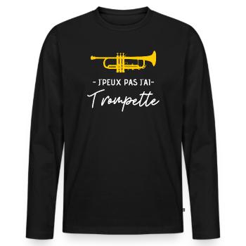 Trompette - T-shirt manches longues Premium bio Homme - noir - Devant - Nico (187cm)