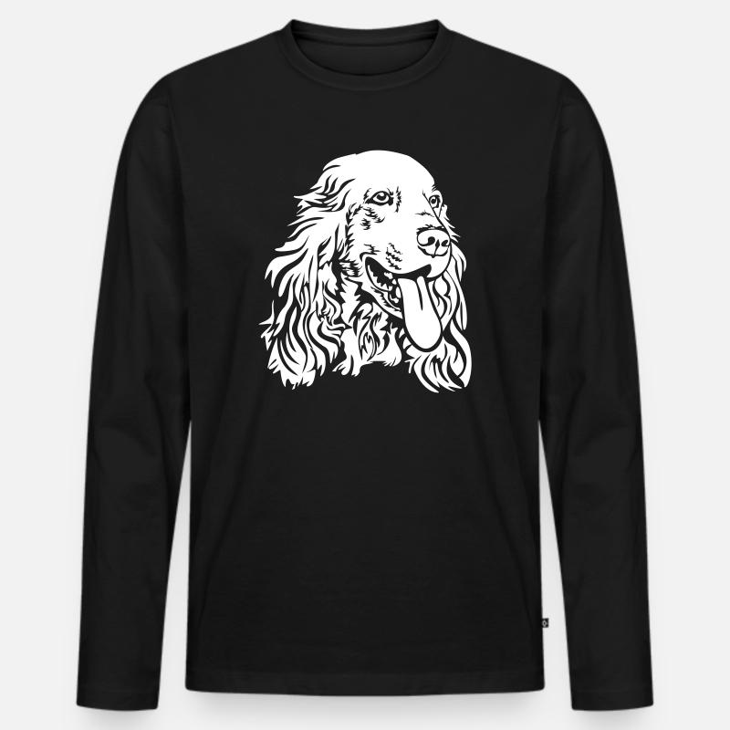 Cocker Spaniel Kopf "Black Edition" - Männer Premium Bio Langarmshirt - Schwarz
