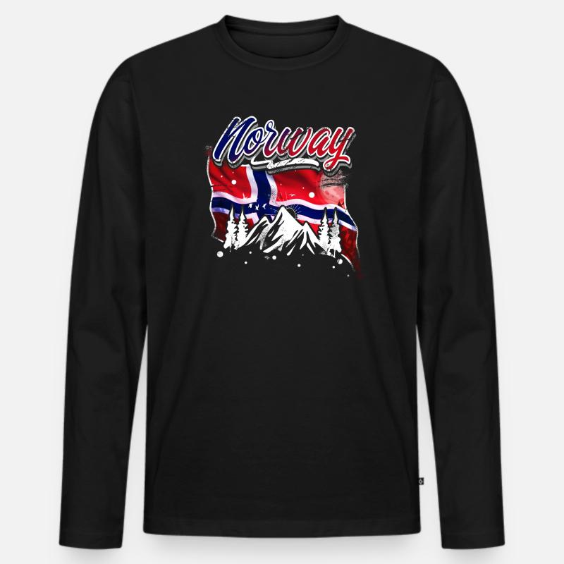 Norwegen - Männer Premium Bio Langarmshirt - Schwarz