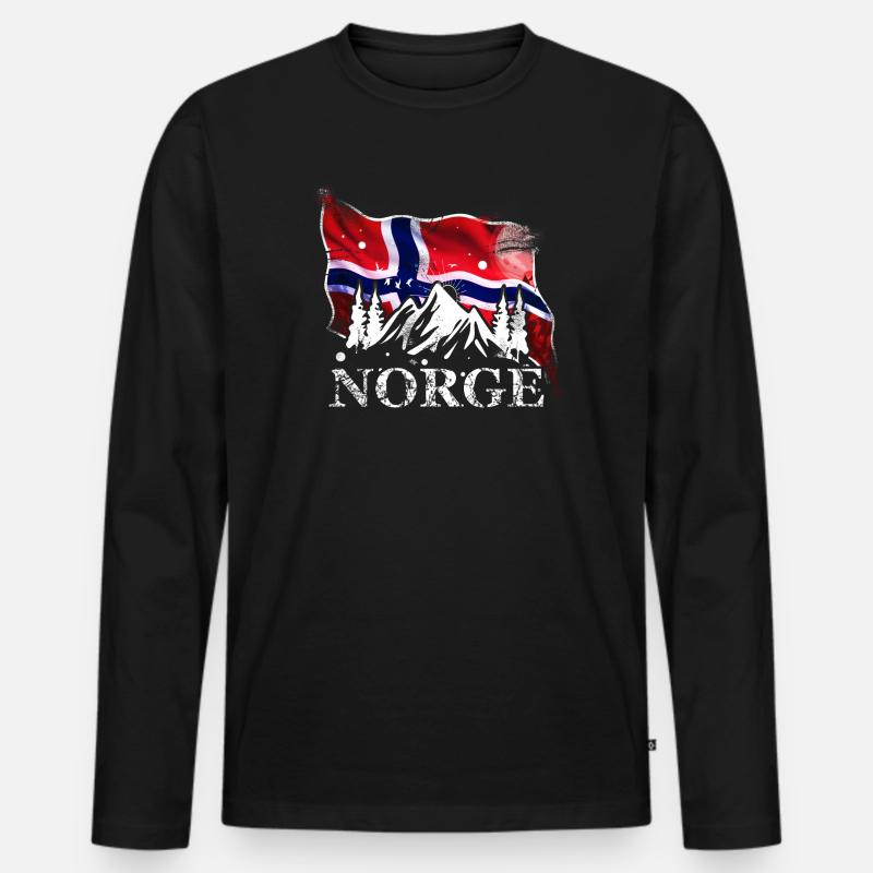 Norwegen - Männer Premium Bio Langarmshirt - Schwarz
