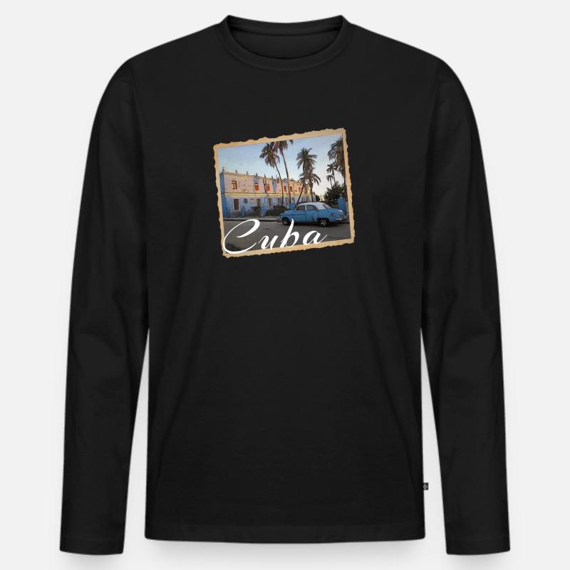 Cuba - Männer Premium Bio Langarmshirt - Schwarz
