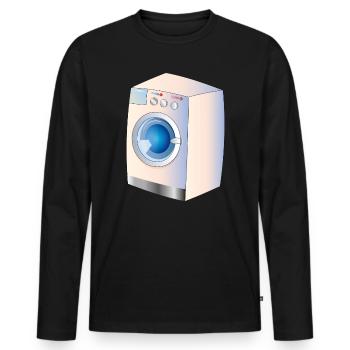 Machine à laver dans le style BD pour des idées fraîches - T-shirt manches longues Premium bio Homme - noir - Devant - Nico (187cm)
