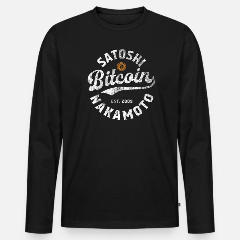 Bitcoin Satoshi Nakamoto - Männer Premium Bio Langarmshirt - Schwarz