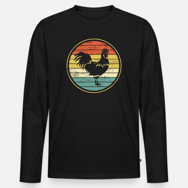 Hahn Huhn Hühner - Männer Premium Bio Langarmshirt - Schwarz