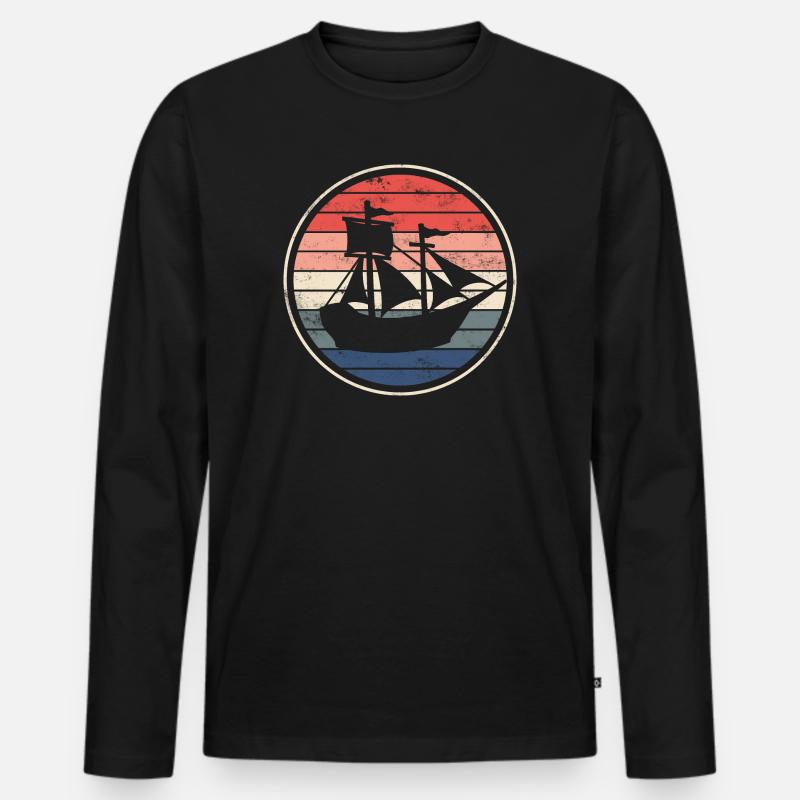 Boot Schiff Segelschiff - Männer Premium Bio Langarmshirt - Schwarz