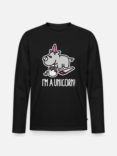 I'm a unicorn rhino funny chubby BBW Plus Size - Men's Premium Organic Long Sleeve Shirt - black
