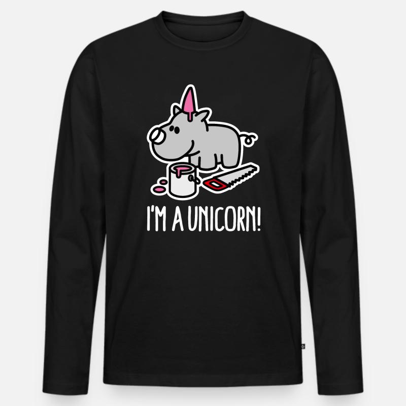 Ich bin ein Einhorn Nashorn lustige mollig BBW Plus Größe - Männer Premium Bio Langarmshirt - Schwarz