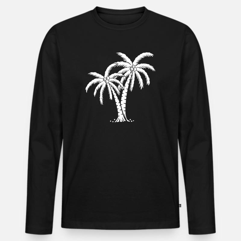 Palme - Männer Premium Bio Langarmshirt - Schwarz