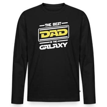 The best Dad in the galaxy - Parody humor - Men's Premium Organic Long Sleeve Shirt - black - Front - Nico (187cm)