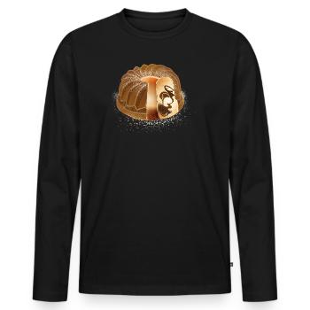 The popular marble cake with powdered sugar - Men's Premium Organic Long Sleeve Shirt - black - Front - Nico (187cm)