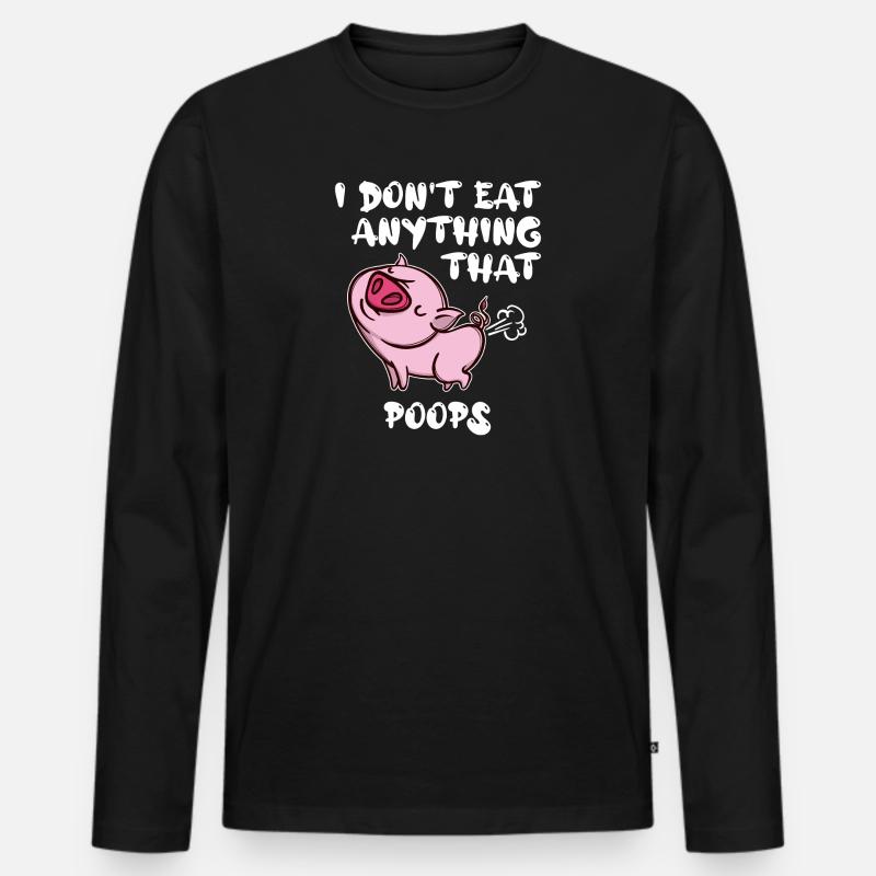 Statement Schwein Vegan - Männer Premium Bio Langarmshirt - Schwarz