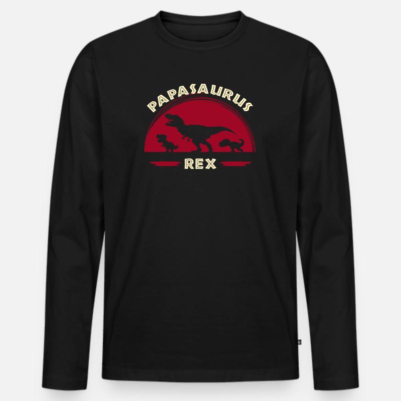 Papasaurus Dinosaurier Papa - Männer Premium Bio Langarmshirt - Schwarz