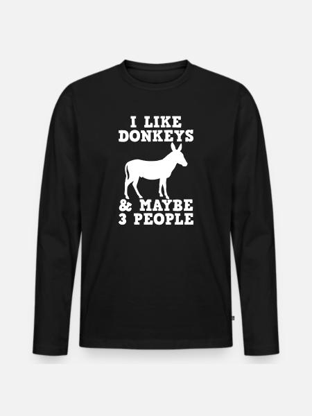 Donkey Farmer Introverted Donkey Lover - Men's Premium Organic Long Sleeve Shirt - black