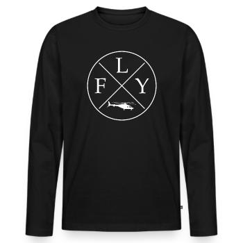 Helicopter FLY - Men's Premium Organic Long Sleeve Shirt - black - Front - Nico (187cm)