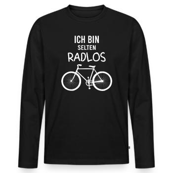 Ich bin selten rad-los Fahrraddesign - Männer Premium Bio Langarmshirt - Schwarz - Vorne - Nico (187cm)