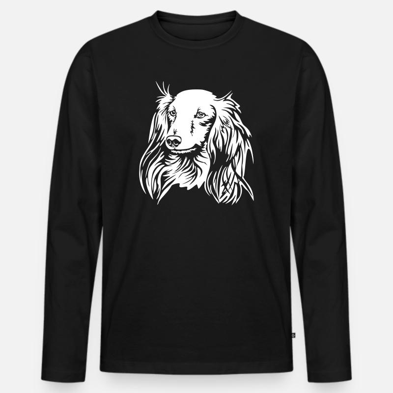 Dackel Kopf "Black Edition" - Männer Premium Bio Langarmshirt - Schwarz