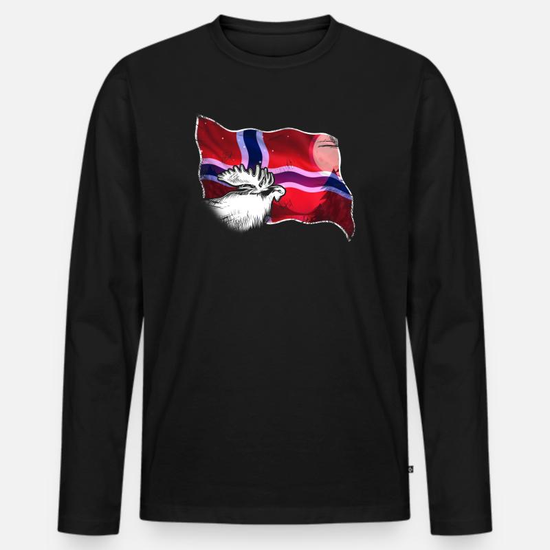 Norwegen - Männer Premium Bio Langarmshirt - Schwarz