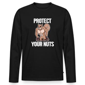 Funny squirrel gift - Men's Premium Organic Long Sleeve Shirt - black - Front - Nico (187cm)