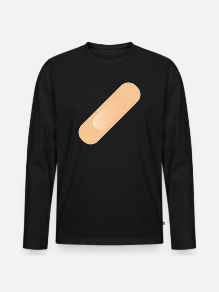 einfaches Heftpflaster als Gestaltungselement - Männer Premium Bio Langarmshirt - Schwarz