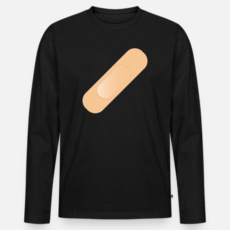 einfaches Heftpflaster als Gestaltungselement - Männer Premium Bio Langarmshirt - Schwarz