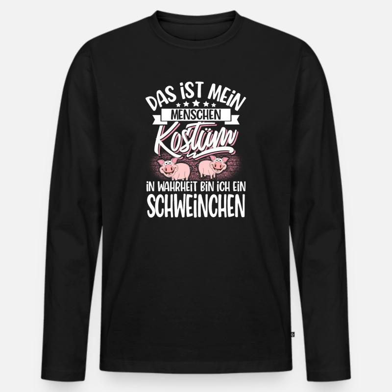 Schwein Kostüm - Männer Premium Bio Langarmshirt - Schwarz
