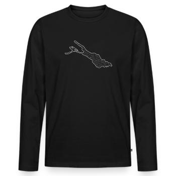 Carte du Lac pour les vacances de baignade au lac de Constance - T-shirt manches longues Premium bio Homme - noir - Devant - Nico (187cm)