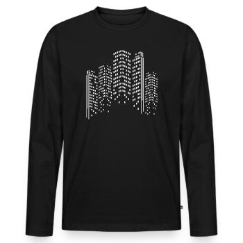 Neon City Skyline Silhouette - T-shirt manches longues Premium bio Homme - noir - Devant - Nico (187cm)