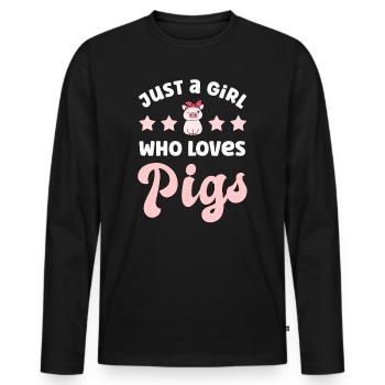Schwein Schweine - Männer Premium Bio Langarmshirt - Schwarz - Vorne - Nico (187cm)